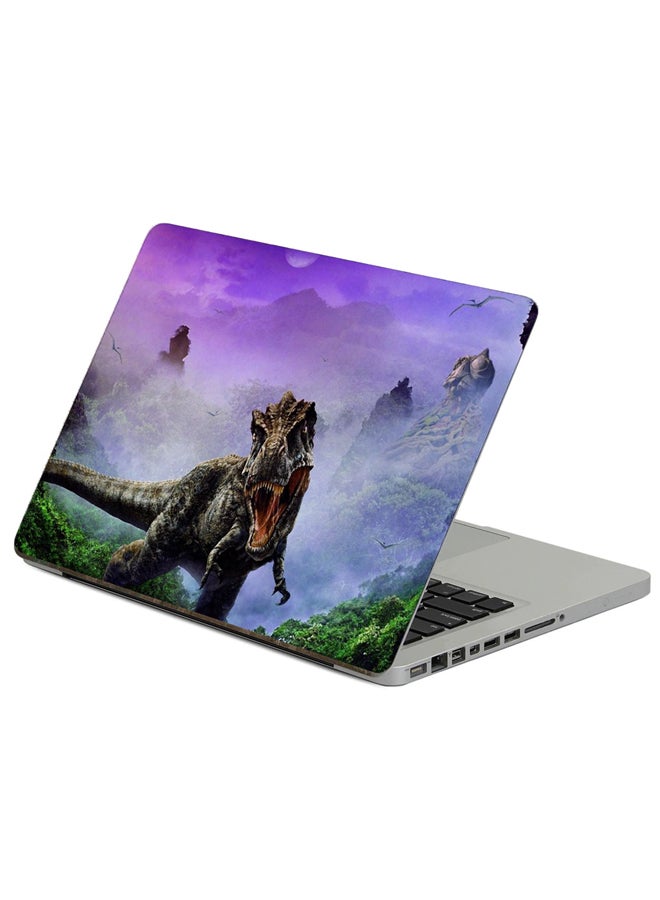 Fast Print Dinosaur Jaws Printed Laptop Sticker Multicolor