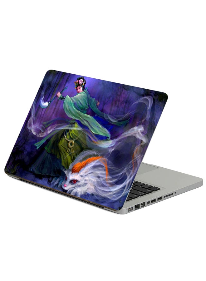 Fast Print Girl Magic Printed Laptop Sticker Multicolor