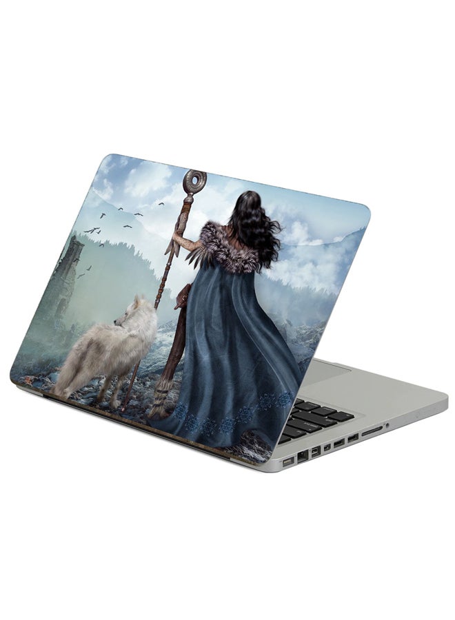 Fast Print Girl Warrior Printed Laptop Sticker Multicolor