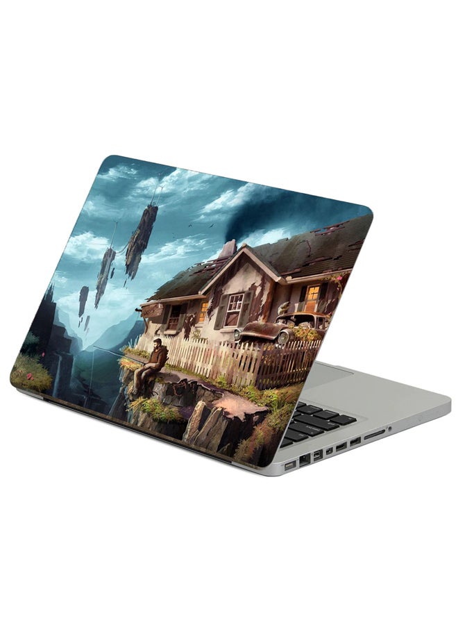 Fast Print Fisherman House Printed Laptop Sticker Multicolor