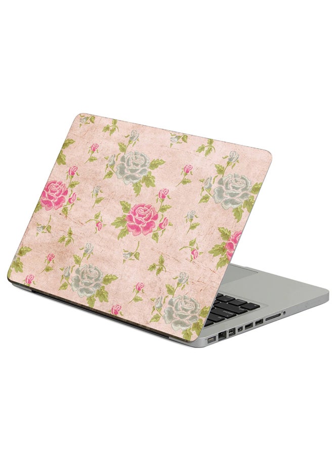 Fast Print Rose Texture Printed Laptop Sticker Multicolor 