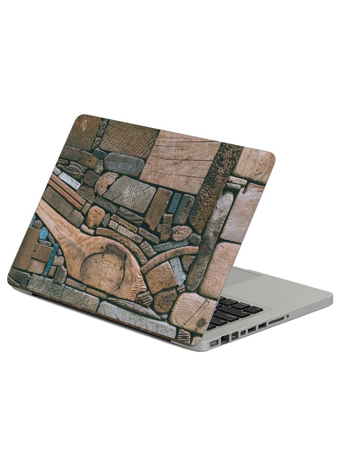 Fast Print Wooden Texture Printed Laptop Sticker Multicolor
