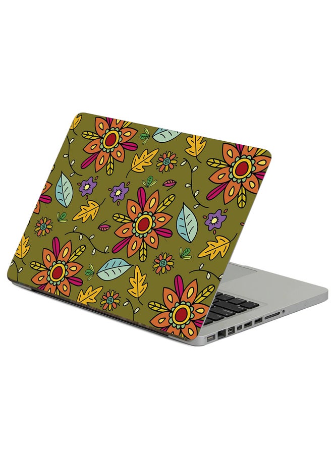 Fast Print Pattern Flowers Printed Laptop Sticker Multicolor 