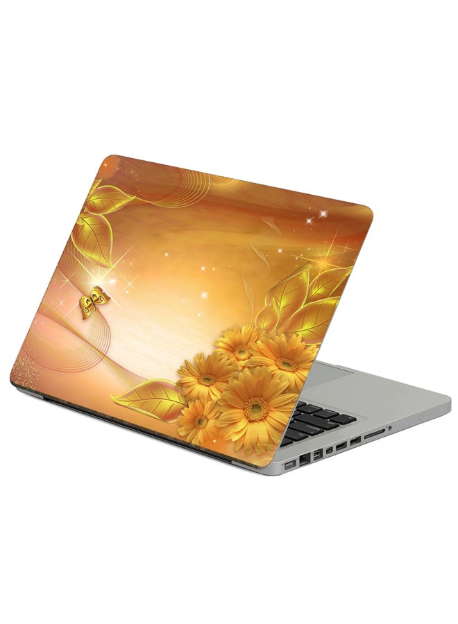 Fast Print Gold Background Printed Laptop Sticker Multicolor