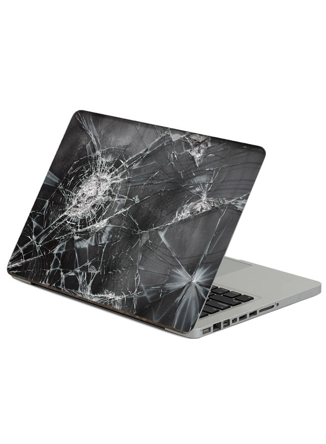 Fast Print Broken Glass Printed Laptop Sticker Multicolor