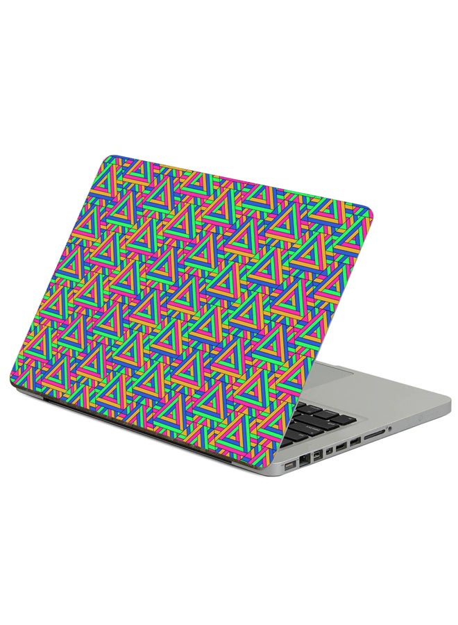Fast Print Triangles Pattern Printed Laptop Sticker Multicolor