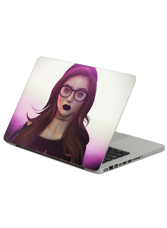 Fast Print Girl Piercing Printed Laptop Sticker Multicolor