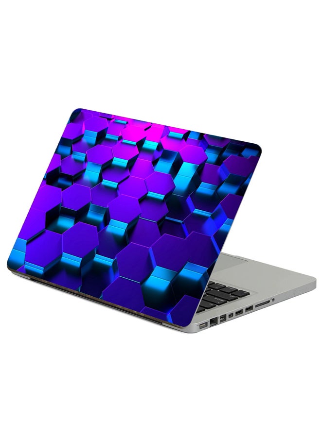 Fast Print Hexagons Shape Printed Laptop Sticker Multicolor