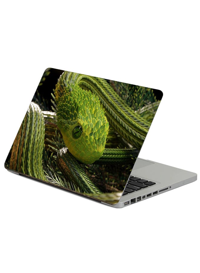 Fast Print Snake Green Printed Laptop Sticker Multicolor