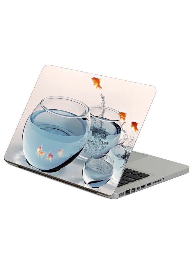Fast Print Fish Aquarium Printed Laptop Sticker Multicolor