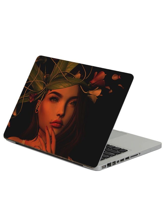 Fast Print Girl Art Printed Laptop Sticker Multicolor