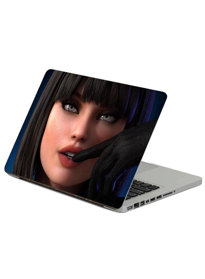Fast Print Girl Face Printed Laptop Sticker Multicolor