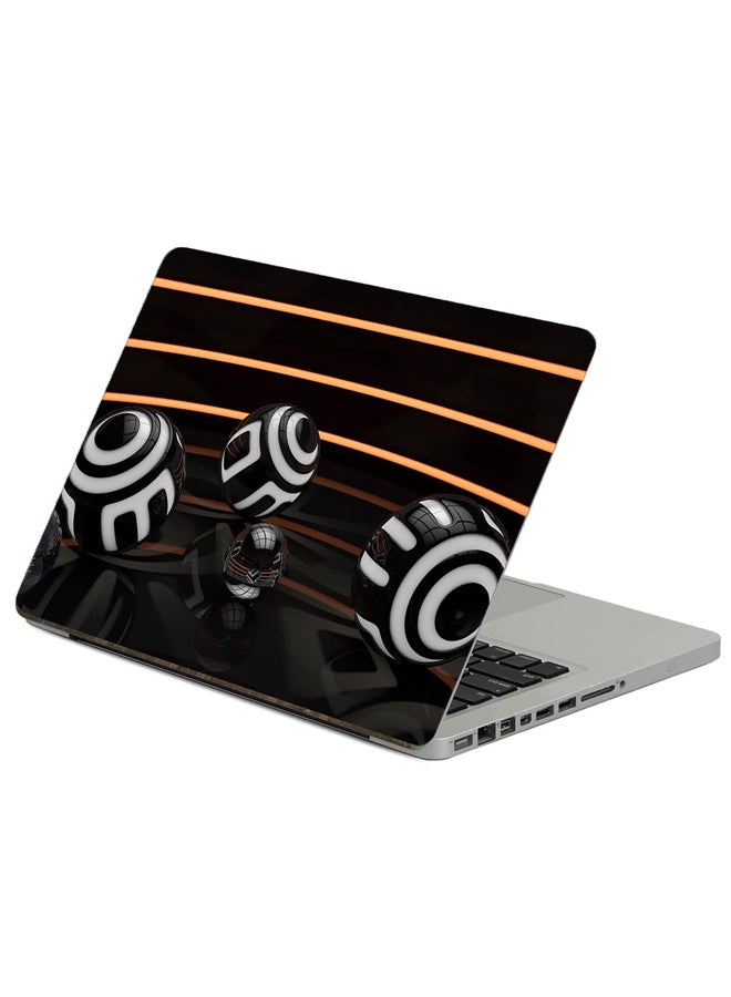 Fast Print Balls Striped Printed Laptop Sticker Multicolor