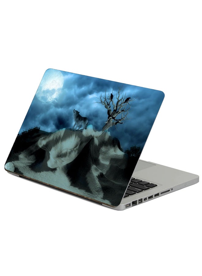 Fast Print Wolf Birds Printed Laptop Sticker Multicolor