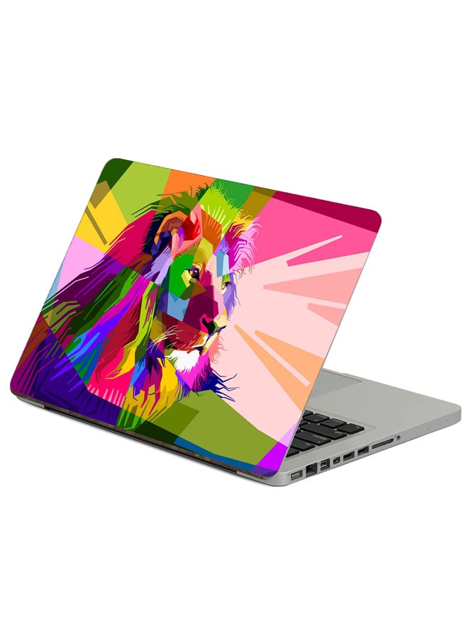 Fast Print Lion Art Printed Laptop Sticker Multicolor