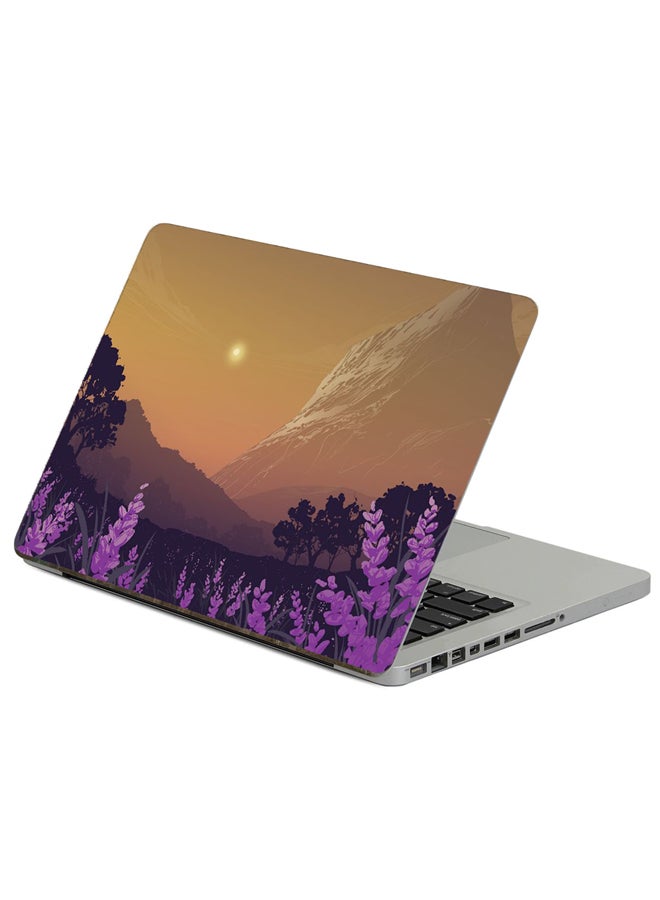 Fast Print Landscape Mountains Printed Laptop Sticker Multicolor