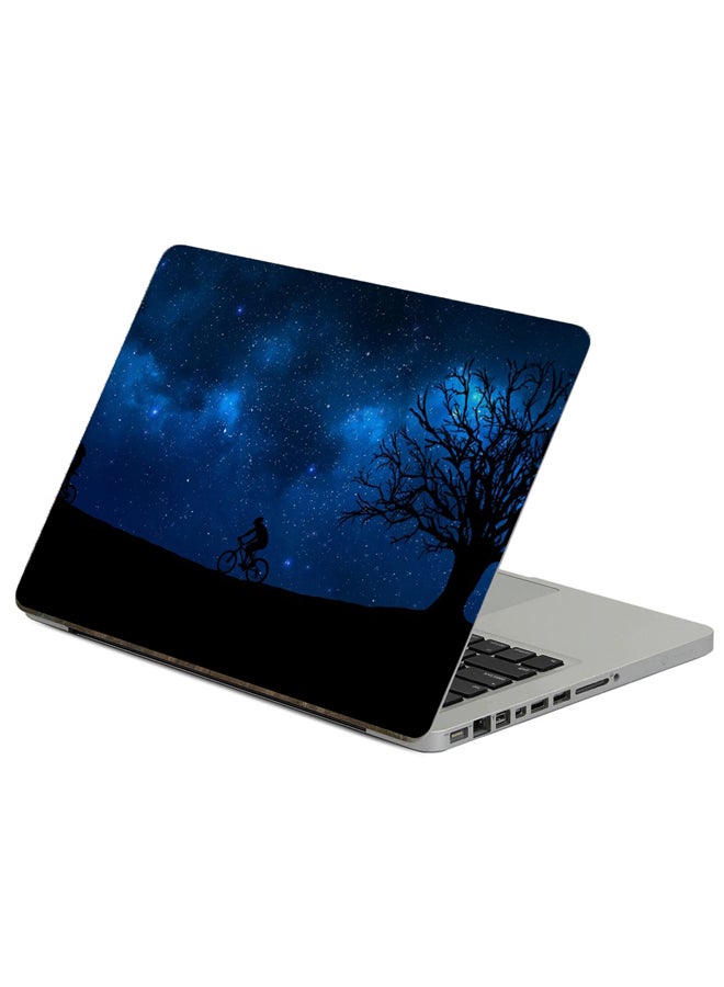 Fast Print Cyclist Starry Sky Printed Laptop Sticker Multicolor
