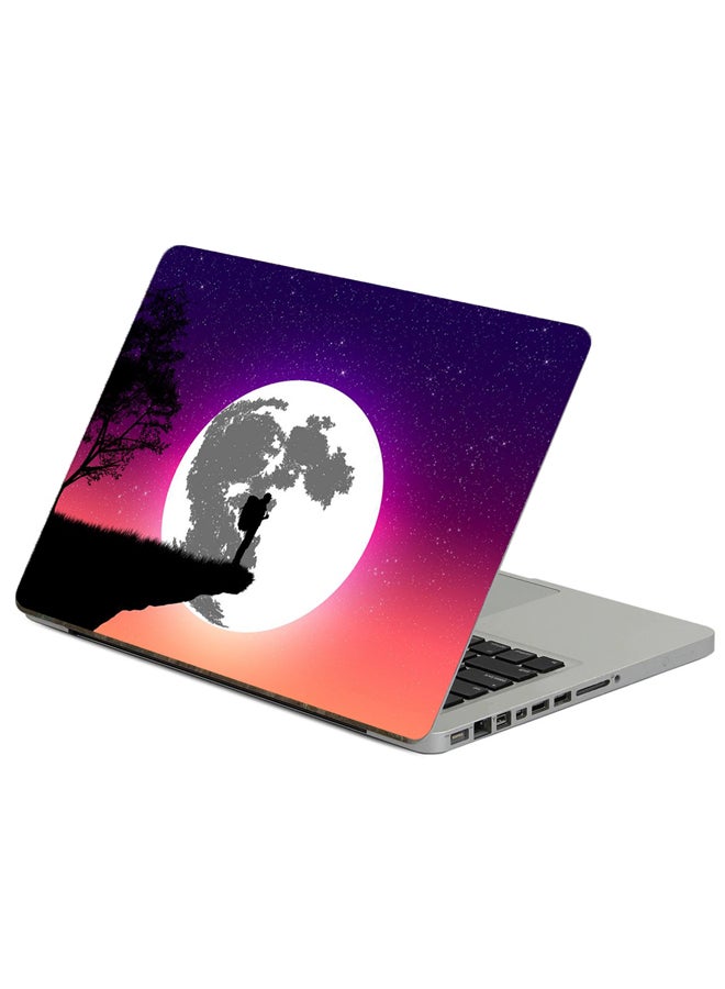 Fast Print Silhouette Moon Printed Laptop Sticker Multicolor