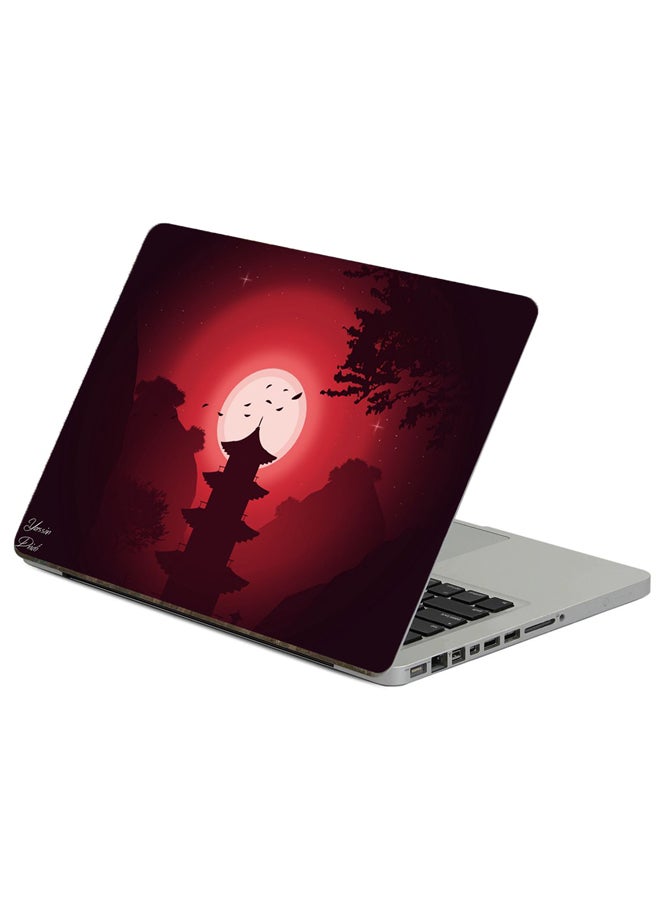 Fast Print Building Moon Printed Laptop Sticker Multicolor