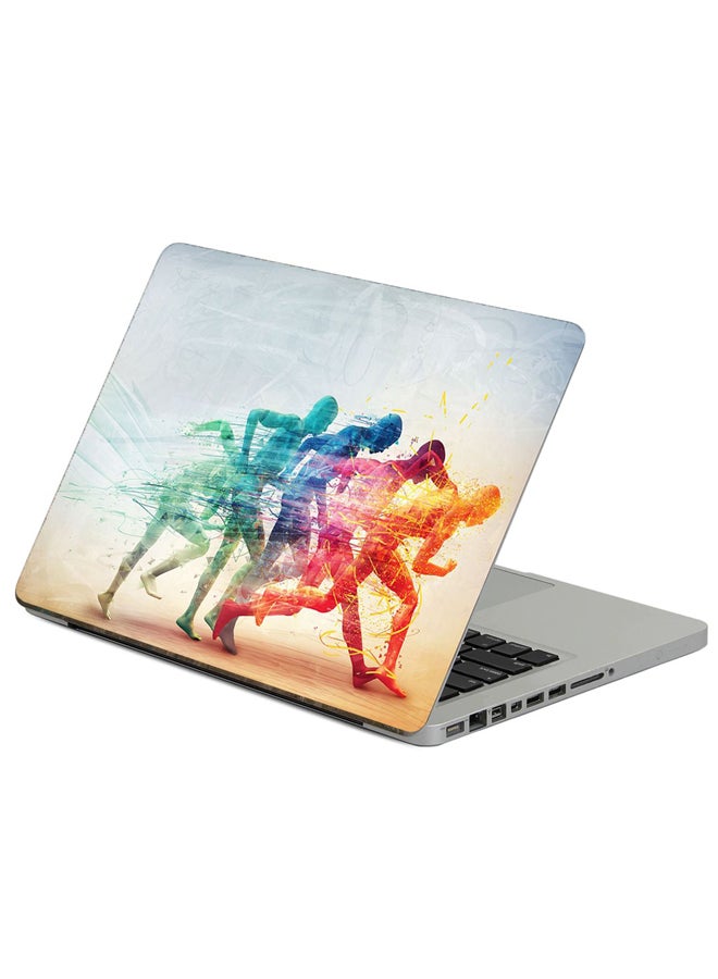 Fast Print Run Person Printed Laptop Sticker Multicolor