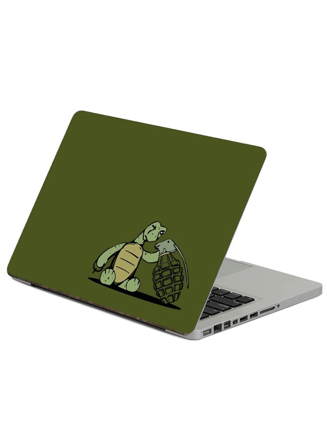 Fast Print Turtle Grenade Printed Laptop Sticker Multicolor