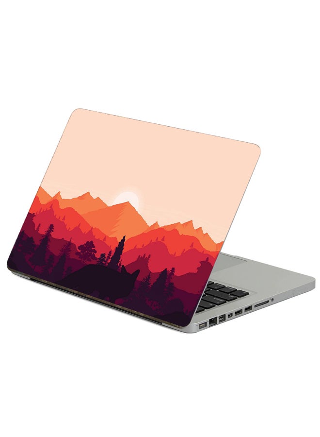 Fast Print Mountains Sunset Printed Laptop Sticker Multicolor