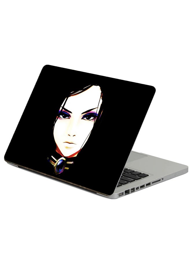 Fast Print Girl Face Printed Laptop Sticker Multicolor