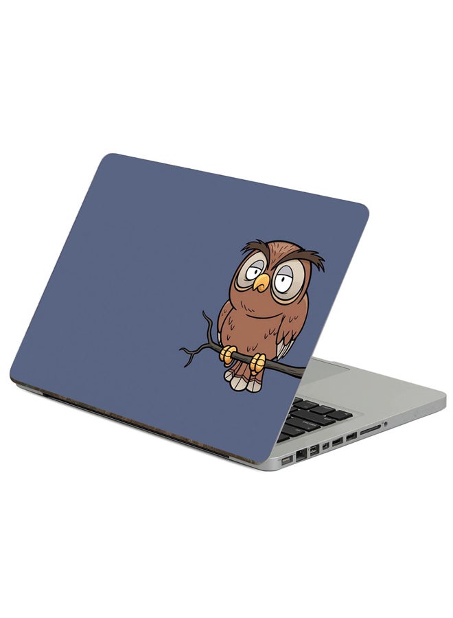 Fast Print Owl Art Printed Laptop Sticker Multicolor