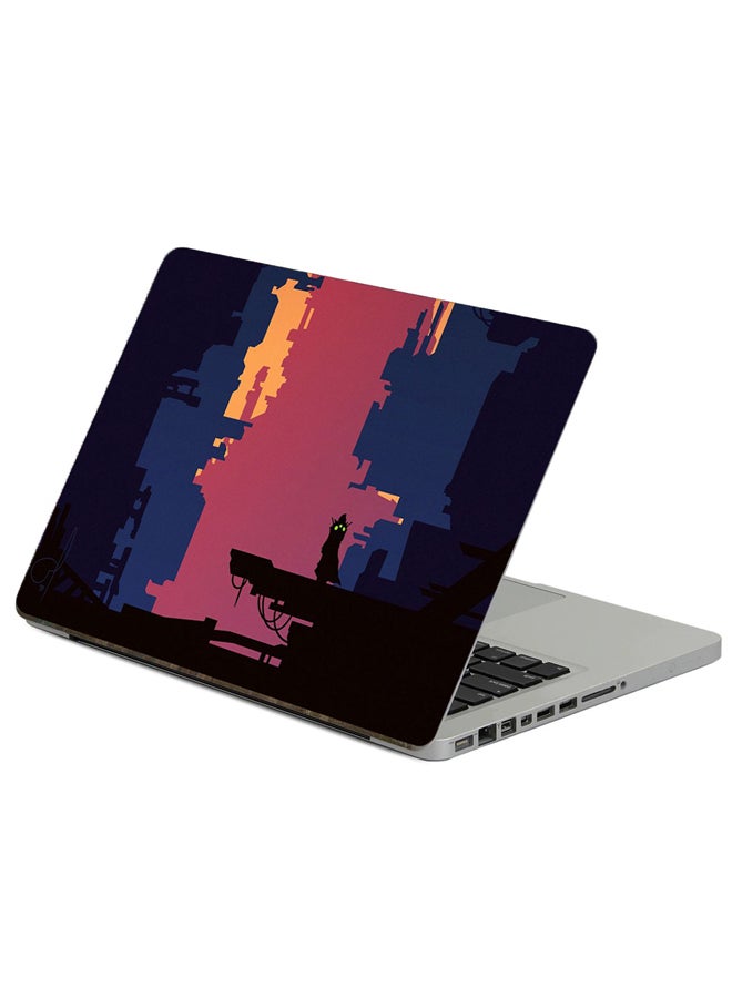 Fast Print City Silhouette Printed Laptop Sticker Multicolor