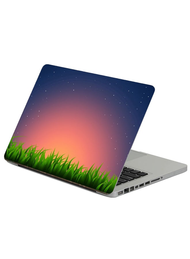 Fast Print Grass Horizon Printed Laptop Sticker Multicolor