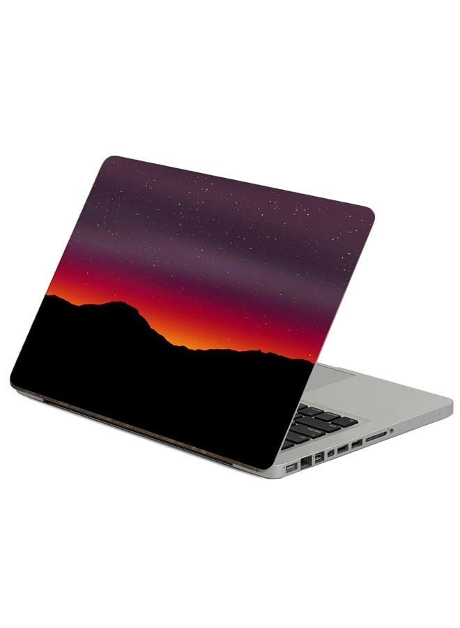 Fast Print Starry Sky Mountains Printed Laptop Sticker Multicolor