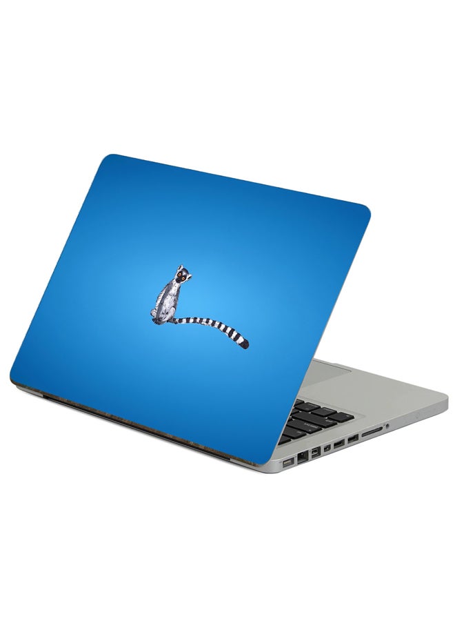 Fast Print Lemur Blue Background Printed Laptop Sticker Multicolor