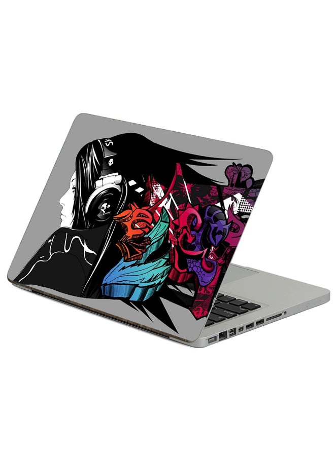 Fast Print Girl Headphones Printed Laptop Sticker Multicolor