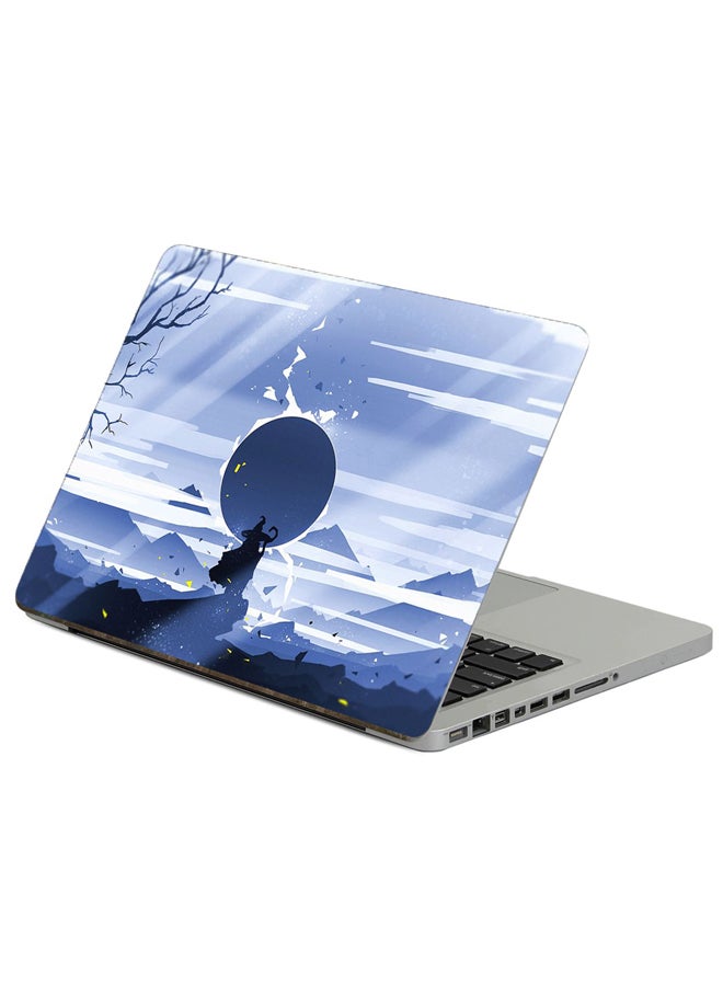 Fast Print Silhouette Mountains Printed Laptop Sticker Multicolor