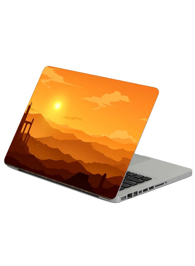 Fast Print Mountains Vector Printed Laptop Sticker Multicolor