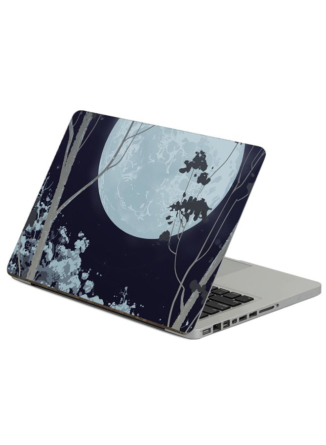 Fast Print Full Moon Forest Printed Laptop Sticker Multicolor