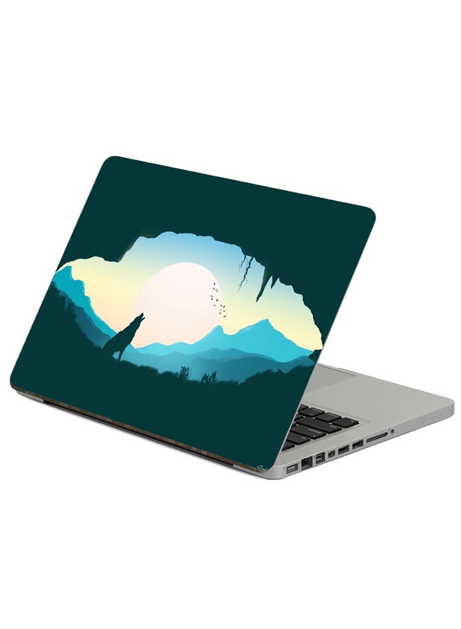 Fast Print Wolf Silhouette Printed Laptop Sticker Multicolor