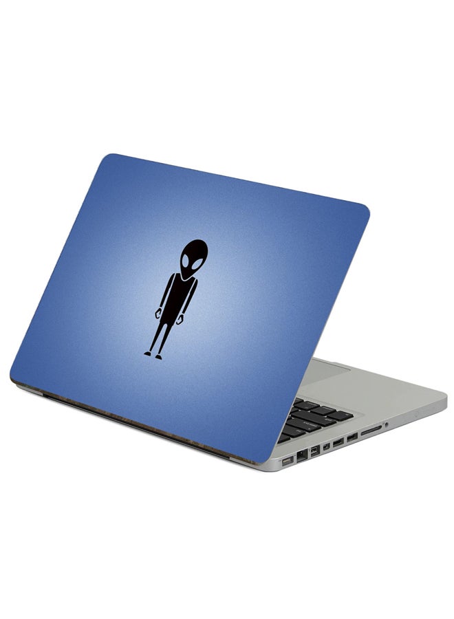 Fast Print Alien Blue Printed Laptop Sticker Multicolor