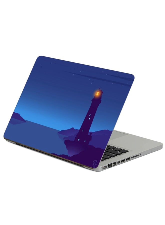 Fast Print Lighthouse Night Printed Laptop Sticker Multicolor