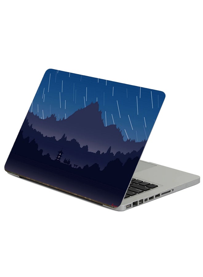 Fast Print Mountains Pagoda Printed Laptop Sticker Multicolor