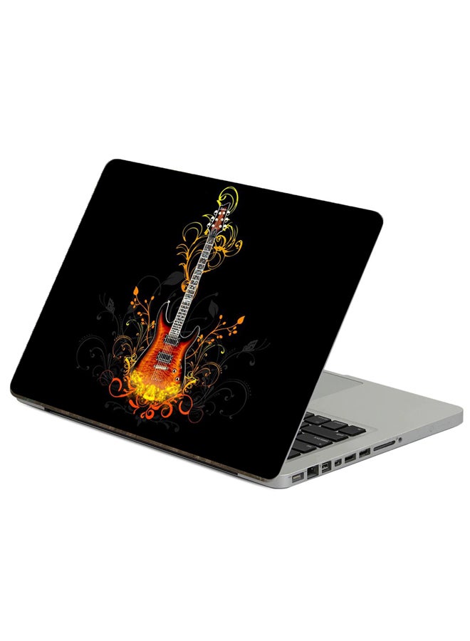 Fast Print Guitar Fire Printed Laptop Sticker Multicolor