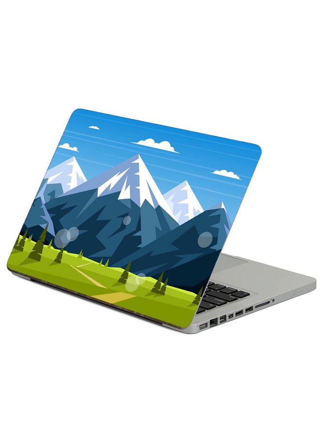 Fast Print Mountains Landscape Printed Laptop Sticker Multicolor