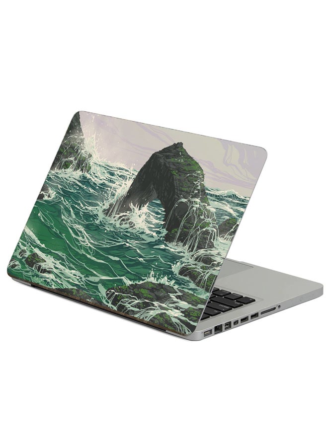 Fast Print Rock Waves Printed Laptop Sticker Multicolor