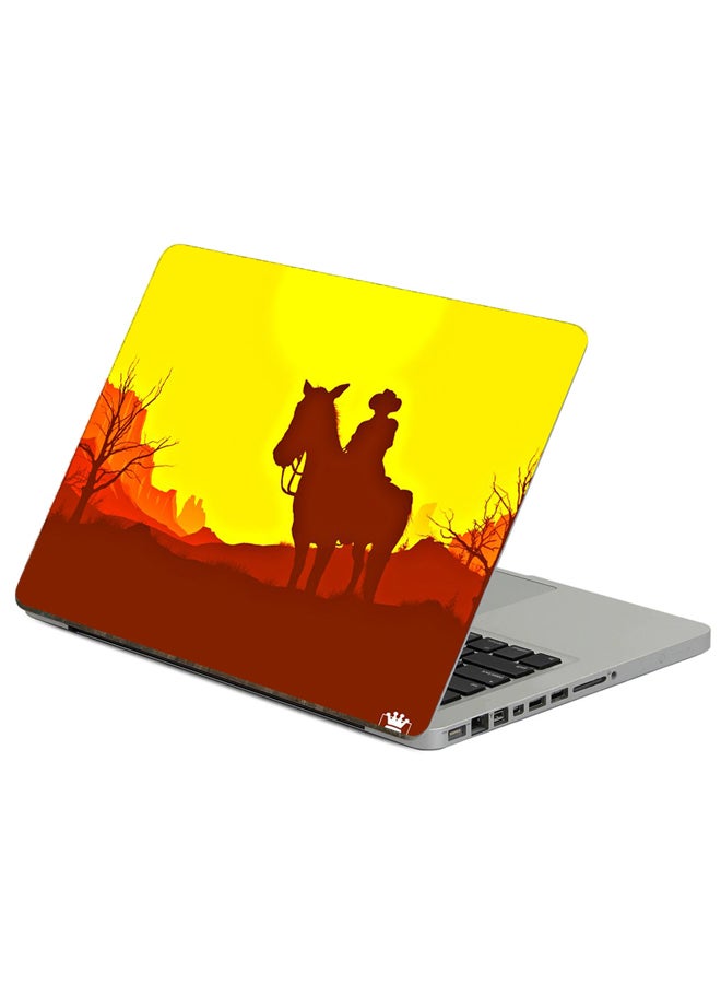 Fast Print Horseman Silhouette Printed Laptop Sticker Multicolor