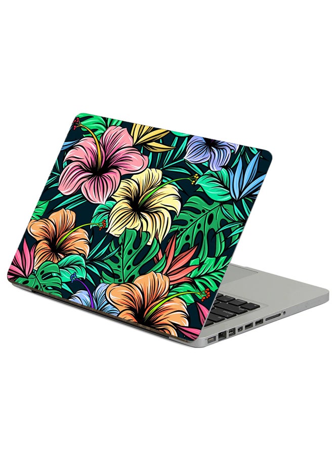 Fast Print Hibiscus Flowers Printed Laptop Sticker Multicolor 