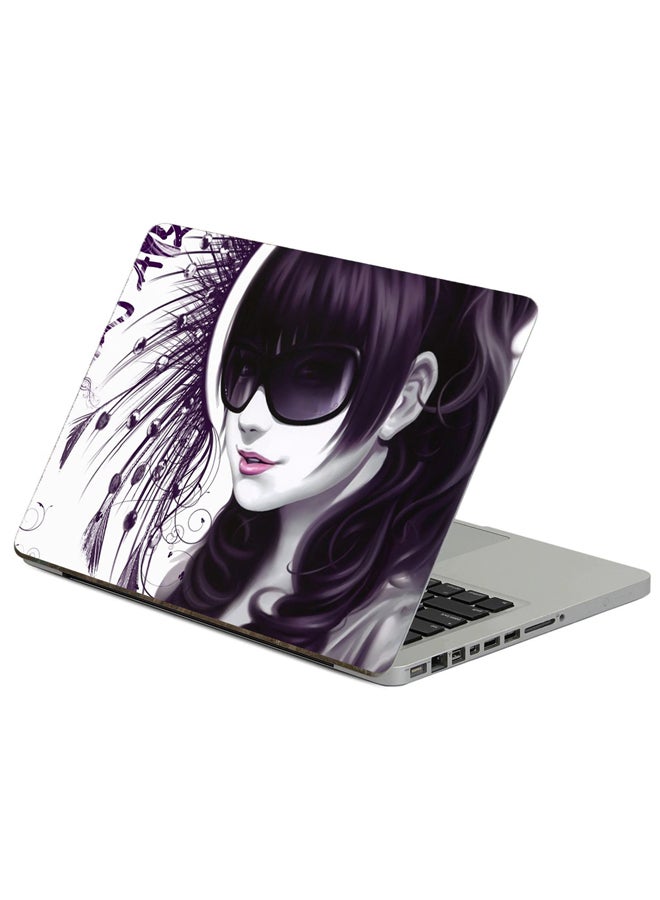 Fast Print Girl Glasses Printed Laptop Sticker Multicolor