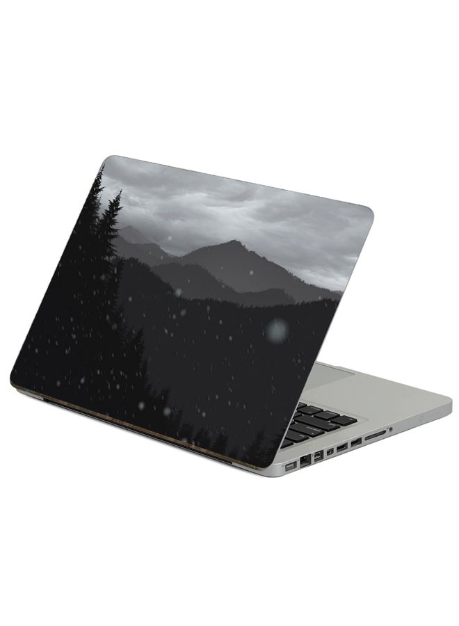 Fast Print Mountains Forest Printed Laptop Sticker Multicolor