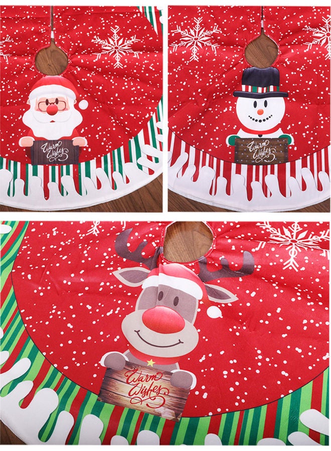 Generic - Christmas Tree Skirt 80cm in Diameter Double-Layer Design Santa Snowman Deer Pattern Multicolour 30.00*5.00*25.00cm - Image 1