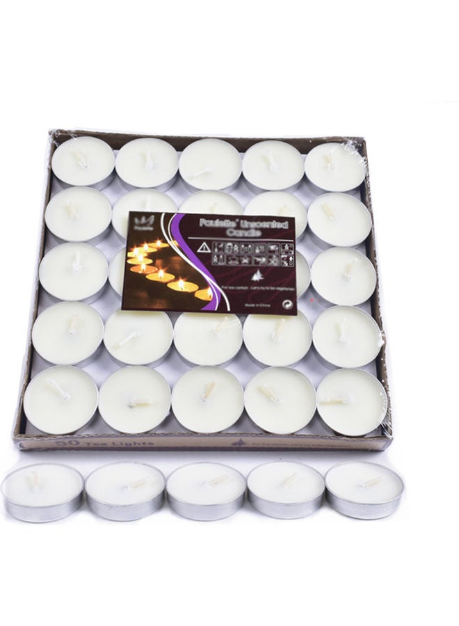 50 Pack Of  2-Hour Burn Duration Smokeless Tealights Candle Set White 18.00*2.50*18.00cm - v1607420753/N42894571A_1