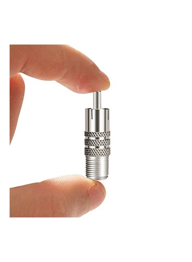 أنيان طقم محول كابل محوري من نوع F أنثى إلى RCA ذكر مكون من 10 قطع فضي - Image 2